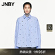 JNBY/江南布衣春秋襯衫女立體小蝴蝶碎花中式繡花釘珠簡約5O8210780 982/中藍條/格 S
