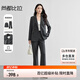 尚都比拉職業(yè)通勤西裝套裝女春秋正裝西服外套褲子面試兩件套 深灰色 L