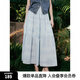 ELLE波嬉印花半身裙女2025夏新款度假松緊腰高級感氣質(zhì)a字裙長裙 藍(lán)色 M