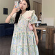DAVEY MODE裙子女夏季2025新款大碼女裝法式復古娃娃領連衣裙女 碎花裙 L 建議80-120斤