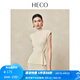 HECO【纖腰】新中式國風(fēng)2025夏季新品涼感收腰側(cè)扣針織短袖T恤女 白色（半高領(lǐng)） S