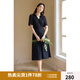 獨(dú)束大碼女裝法式V領(lǐng)復(fù)古波點(diǎn)連衣裙夏季新款微胖mm靈動(dòng)百搭女裙 優(yōu)雅黑 3XL (尺碼：5)