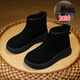 百麗踏真皮短靴女新款秋冬磨砂厚底馬丁靴大碼女鞋 黑色(加絨款) 39