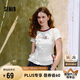 森馬（Semir）短袖T恤女印花撞色修身小眾2025夏季甜美荷葉邊上衣107425100098