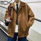 VACK 夾克男潮流秋季男士棒球服春秋工裝外套休閑連帽男生秋季外套潮牌男裝衣服秋冬季外套男 咖啡 XL(推薦體重135-150斤)