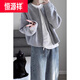 恒源祥羊·毛短款毛衣外套女裝秋冬25新款寬松加厚拉鏈開(kāi)衫長(cháng)袖針織上衣 灰色 M 建議95-110斤