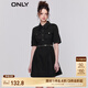 ONLY法式收腰顯瘦翻領短款牛仔連衣裙女|123142050 J19 黑牛仔BLACK DENIM S 160/80A