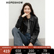 紅袖黑色PU皮衣春季2025新款女裝酷颯機車風(fēng)直身拉鏈翻領(lǐng)百搭短外套 黑050 S