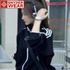 SNYDER WEAR美式復古棒球服短外套女秋季寬松休閑運動衛(wèi)衣立領夾克長袖外套女 黑色 S 建議80斤內