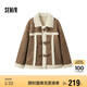 森馬（Semir）外套女牛角扣翻領(lǐng)寬松文藝2024冬季仿麂皮仿兔毛夾克109724108011