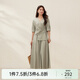 纖莉秀【設(shè)計感上衣顯瘦半身裙舒適兩件套裝】大碼女裝胖mm夏新款2048 灰綠色 2XL