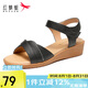 紅蜻蜓媽媽涼鞋女夏季休閑軟底時(shí)尚防滑中老年涼鞋 WNK23051 黑色 37