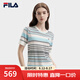 FILA 斐樂官方女子編織衫夏季新款彩色波浪休閑基礎(chǔ)短袖上衣 嫩櫻粉-PK M 165/84A