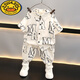 G.DUCKKIDS男童夏季襯衫套裝2025新款痞帥洋氣兒童夏天短袖長褲寶寶夏裝衣服 白色 90 建議1-2歲(90 建議1-2歲)