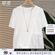 她池蕾絲拼接T恤2025夏裝新款女裝短袖氣質(zhì)圓領(lǐng)套頭通勤上衣