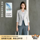 顏域灰色休閑西裝外套女2025夏季新款簡(jiǎn)約顯瘦七分袖正裝氣質(zhì)西服 淺灰 M
