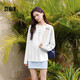 森馬（Semir）長袖T恤女字母印花oversize個(gè)性2025夏季上衣鹽甜系109325101001