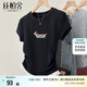 絲柏舍圓領(lǐng)T恤2025夏裝新款女裝蕾絲拼接卡通刺繡修身套頭上衣