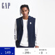 GAP男裝春秋時尚毛圈布無袖連帽衛(wèi)衣可疊穿寬松馬甲637168