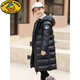 G.duck小黃鴨兒童羽絨服長(cháng)款過(guò)膝冬季新款加厚男童裝女童寶寶中大童外套 黑色長(cháng)款 160 cm 建議身高140-150