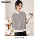 品彩（PinCai）T恤女復(fù)古條紋圓領(lǐng)長袖T恤設(shè)計(jì)感V領(lǐng)假兩件外穿衛(wèi)衣P143T2042