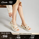 Clarks其樂Dashlite Joy女鞋夏新款鏤空交叉綁帶厚底緩震羅馬涼鞋淑女鞋 奶白色 261803584 37