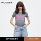 moussy 2025夏季新品美式辣妹風做舊LOGO短袖T恤女028ISZ90-0871 160灰色 均碼