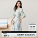 尚都比拉[100%桑蠶絲]夏季短袖真絲連衣裙女V領(lǐng)高級(jí)感氣質(zhì)印花裙 花色 M