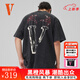 VLONE春夏男女同款提線木偶大LOGO重磅短袖純棉個性潮流T恤 VLTE24003黑色 L