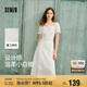 森馬（Semir）連衣裙女設(shè)計(jì)感重工繡花夏2025花邊翻領(lǐng)泡泡袖小白裙107425114041