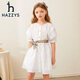 哈吉斯（HAZZYS）童裝女童2025夏季新款連衣裙半袖裙 米白色  145 
