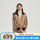 艾萊依短款羽絨服女士新款冬季時尚拼接針織翻領(lǐng)軟糯外套運動短裝 松果棕 S 155【建議80-110斤】