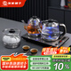 友家鋪?zhàn)樱˙iooner）全自動(dòng)上水電熱水壺電茶壺茶臺(tái)燒水壺一體家用辦公茶桌茶幾嵌入式茶具套裝 XT-S06銀灰色三件套1L