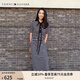 TOMMY HILFIGER【顯瘦百搭】夏季女休閑條紋收腰開叉POLO長裙連衣裙02497 黑白條紋0AY M