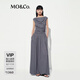 MO&Co.連衣裙2025夏新品天絲混紡輕薄藝術(shù)捏褶垂蕩設(shè)計(jì)感長裙MBE2DRS056 中花灰色 M /165