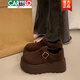 卡帝樂(lè )鱷魚(yú)（CARTELO）小個(gè)子增高厚底勃肯鞋女秋冬2025新品加絨大頭丑萌百搭休閑鞋單鞋 深棕色 37