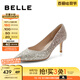 百麗（Belle）吉娜同款高跟鞋女商場(chǎng)款單鞋婚鞋BDAK3AQ5 浮光躍金-跟高6.5CM 38 (240mm)