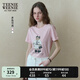 Teenie Weenie小熊T恤女2025年夏季新款大熊刺繡時(shí)尚休閑短袖圓領(lǐng)T恤上衣女 淺粉色 M