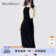 MeetMetro瑪依爾2025春季新撞色拼接不規(guī)則開叉修身包臀連衣裙女 黑色【現(xiàn)貨閃電發(fā)】 S