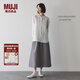 無印良品（MUJI）女式 漢麻棉輕便長裙 長半身裙女裙子 25年夏季女裝 BE1VBC5S 灰色條紋 XL （165/74A）