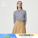 哈吉斯（HAZZYS）女裝 2025春季新款女士修身通勤條紋長袖襯衫女ASCSK1CAK07 藏青色NV L (165/88A 40)