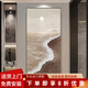 質(zhì)覺旭日東升玄關(guān)裝飾畫現(xiàn)代簡約走廊過道樓梯掛畫日出手繪油畫壁畫 海天一色A款 80*165cm【資深畫師純手繪】 炫目黑（拉絲鋁合金框）