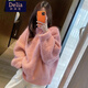 矜持范粉色加厚毛衣女2025秋冬新寬松慵懶風溫柔軟糯甜美冬季針織衫上衣 粉色 S （85-95斤）