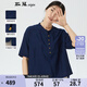 斯琴2022夏季新品女深蘭色套頭刺繡五分袖短款牛仔襯衫BBXS01228 深蘭 L