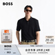 BOSS【七夕節(jié)禮物】【100%棉】男士2025夏季新款徽標(biāo)印花棉質(zhì) Polo 衫 001-黑色 L
