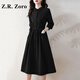 Z.R.Zoro奢侈品連衣裙女2025秋季新款潮流時(shí)尚高級(jí)感遮肚顯瘦襯衫連衣裙女 黑色 M