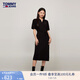 TOMMY JEANS【透氣舒適】夏女珠地棉氣質(zhì)收腰顯瘦V領寬松長連衣裙17725 黑色BDS M （推薦：110-125斤）