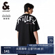 杰克·瓊斯（JACK&JONES）25年男裝春夏重磅純棉寬松休閑多色短袖T恤男小眾個性上衣情侶款 E40黑色 L