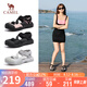 駱駝（CAMEL）戶外涼鞋女丑萌沁涼版撞色厚底涼鞋 L25M076016 粉/黑 37 