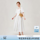 范思藍(lán)恩夏季法式甜美百褶設(shè)計(jì)感方領(lǐng)收腰連衣裙女2024新款約會(huì)度假裙子 白色 S